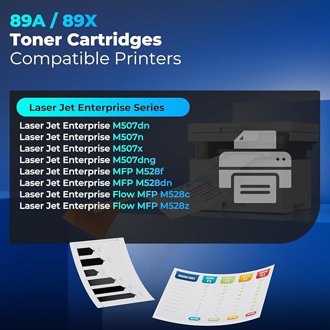 89X Black Toner Cartridges High Yield Replacement for HP 89X 89A CF289X CF289A Toner 2 Pack for Laser Jet Enterprise M507dn, M507n, M507x, M507dng, MFP M528f, M528dn, M528c, M528z, M507 M528 Series