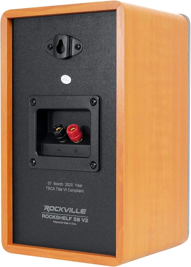 Rockville Pair RockShelf 58C V2 360W 5.25" Bookshelf Speakers, 8 Ohm, Kevlar Woofers, Silk Dome Tweeters, MDF Wood Grain Cabinet, for Home Theater and Music