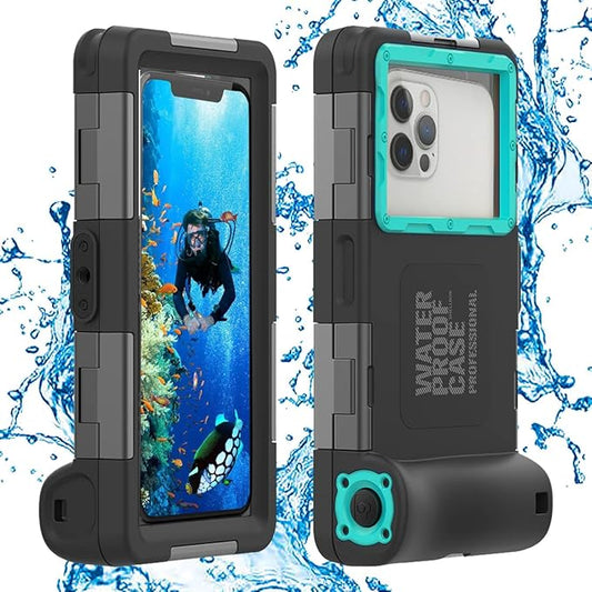 Waterproof Underwater Snorkeling Diving Phone Case for iPhone 16/15/14/13/12/11 Pro Max Mini and Galaxy S25/S24/S23/S22/S21 Ultra Plus Professional [15m/50ft] Photo Video Cover Cover (SG Blue)