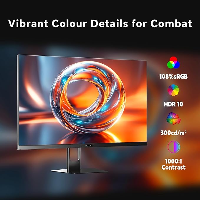 KTC 27 Inch Gaming Monitor 180Hz, Full HD 1920x1080 Fast IPS Computer Monitor, DP 1.4 & HDMI 2.1 Ports 1Ms FreeSync Frameless PC Gamer Monitor, HDR, VESA Mount, H27F22