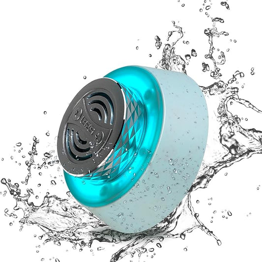 Bluetooth Shower Speaker, IP67 Waterproof Wireless Speaker with Colorful LED Lights, True Wireless 3D Stereo Sound, Portable Outdoor Speakers for Beach, Pool, Kayak, Travel, and Home Use (Blue)