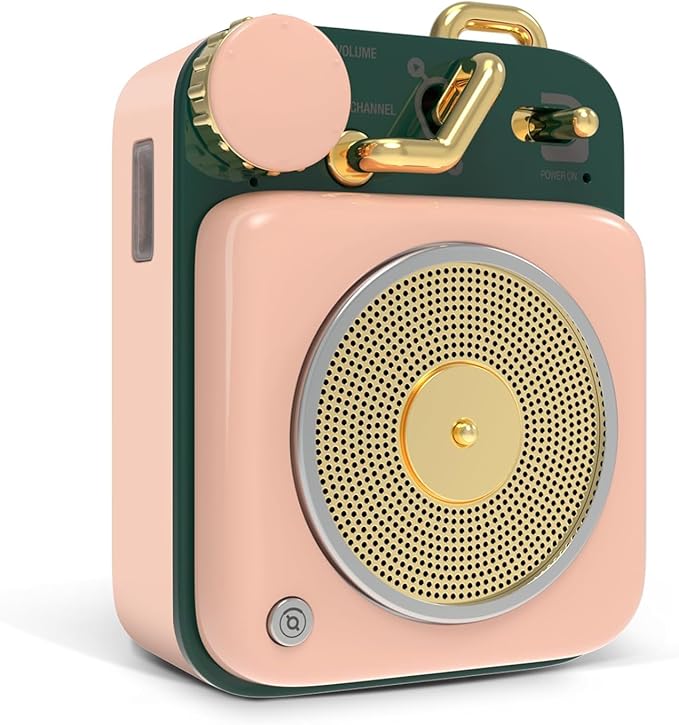 Muzen Mini Bluetooth Speaker, Button Small Cute Portable Metal Retro Wireless Speaker with Loud Volume Great Sound and Portable Lanyard & Gift Bag for Office Classic Vintage Decor