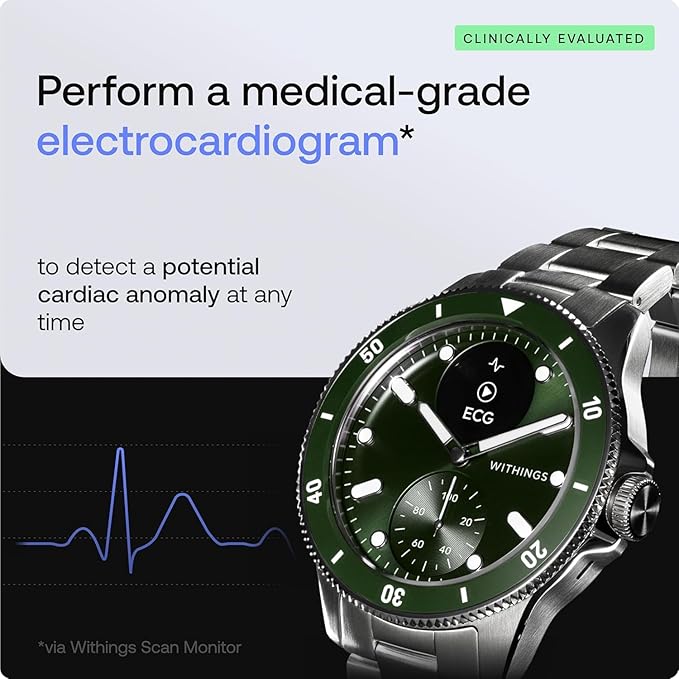 Withings Scanwatch Nova - Heart Health Hybrid Smart Watch for Men & Women - SPO2, Temperature Monitoring, Sleep, Respiratory Health, Cycle Monitoring, 30-Day Battery Life, Apple iOS/Android