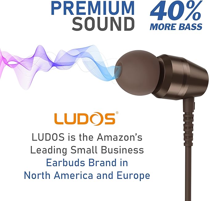 LUDOS OMNITONE USB C Headphones for iPhone 16 15 Pro Max Plus iPad Pro, 5 Years Warranty, USB-C Earbuds for Samsung Galaxy S24 S23 Ultra S22 S21 S20 A55 A54 A53, USB Type C Earphones - Brown