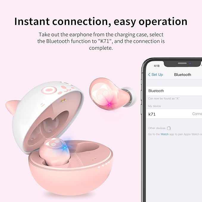 Pink Wireless Earbuds for Girls,Bluetooth Earbuds Hi-Fi Stereo Noise cancellation Earphones 36H Playtime Bluetooth 5.1 Headphones Touch Control Waterproof Headset with Charging Case Microphone Pink.