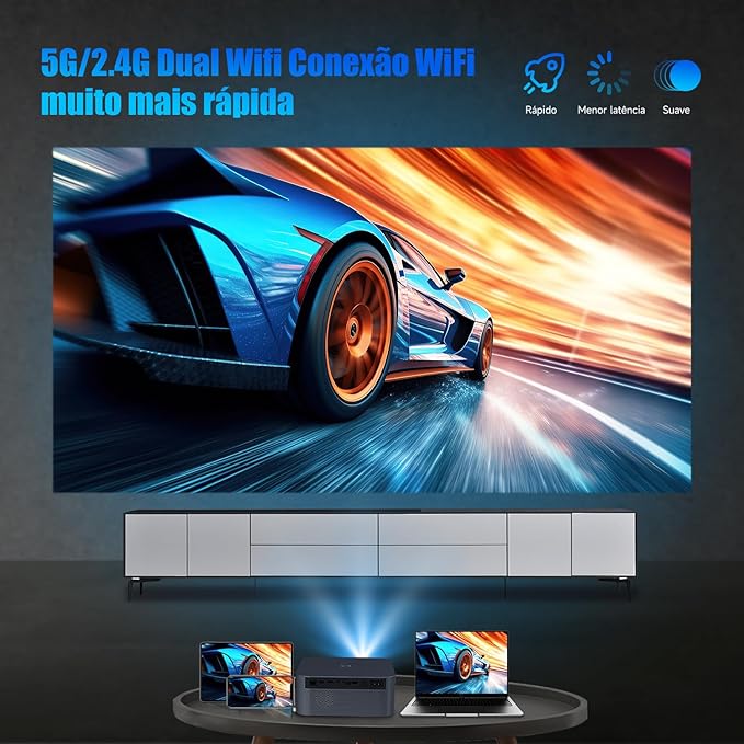 [Netflix Officially Licensed] Smart Projector with WiFi and Bluetooth, Magcubic Native 1080P Auto Focus, Keystone Correction, DoIby Audio Outdoor Movie Projector, Short Throw Home Video Projector