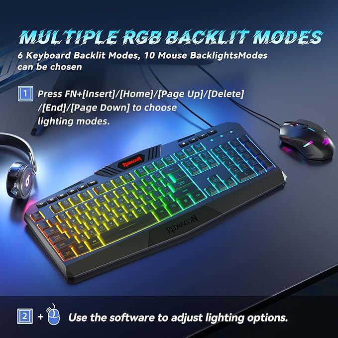Redragon S101 Gaming Keyboard, M601 Mouse, RGB Backlit Gaming Keyboard, Programmable Backlit Mouse, Value Combo Set [New Version]