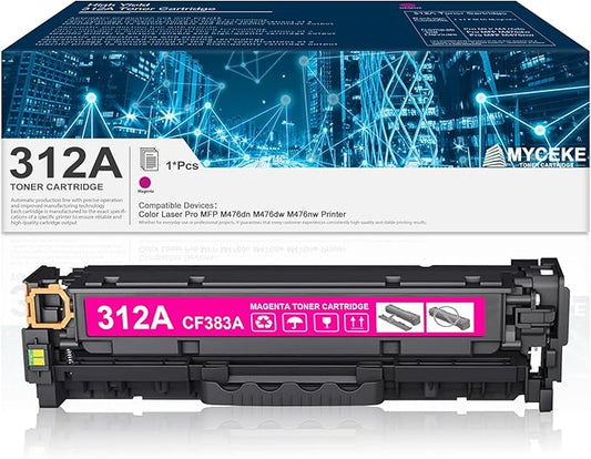312A Magenta Toner Cartridge Replacement for HP 312A Toner for Color Laser Pro MFP M476dn M476dw M476nw Printer , (1 Pack,CF383A)