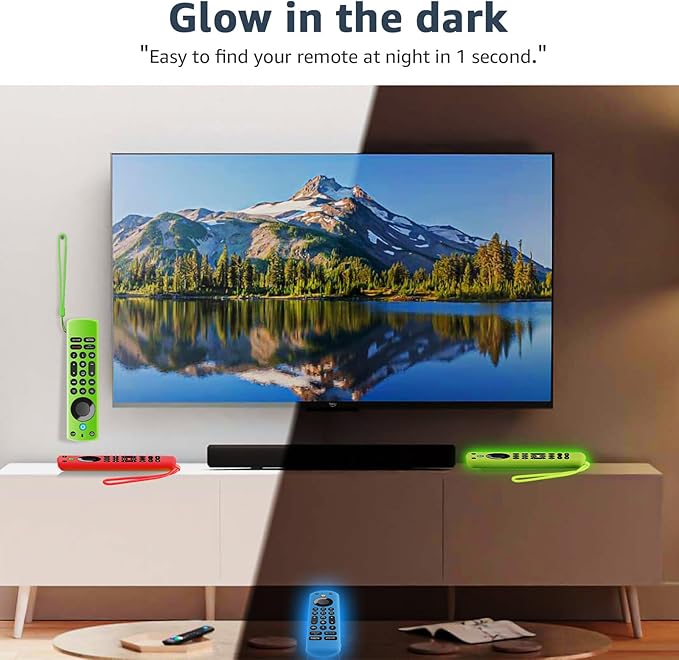 [3 Pack] Climberer Firestick Pro New Cover - Fire TV Voice Remote Pro2025- Shockproof Silicone Protective Case for Improved Grip and Durability (Fluorescent Green + Blue)+ red