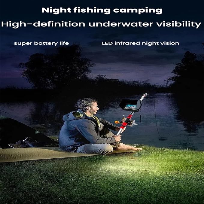 Fishing Camera Waterproof Fish Finder with Enhanced Vision Ultra-Wide Lens, Underwater Fish Finder for Ice, Lake Offshore Angling, IP68 Waterproof Underwater Camera for Fishing, 4.3-Inch