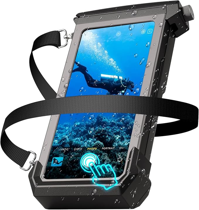 Waterproof Phone Case for Snorkeling & Diving (98ft/30m), Professional Waterproof Diving Case for Underwater Photo&Video, Universal Underwater Touchscreen Case Compatible with iPhone Black