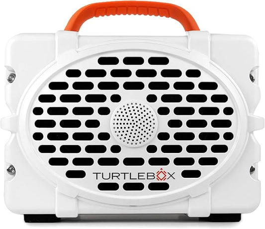 Turtlebox Original Gen 3: Portable Outdoor Bluetooth Speaker – Ultra-Loud (120dB), Waterproof (IP67), Rugged, Impact-Resistant, 3-Day Battery | Party Mode: Unlimited Pairing Stereo, White/Blaze Orange
