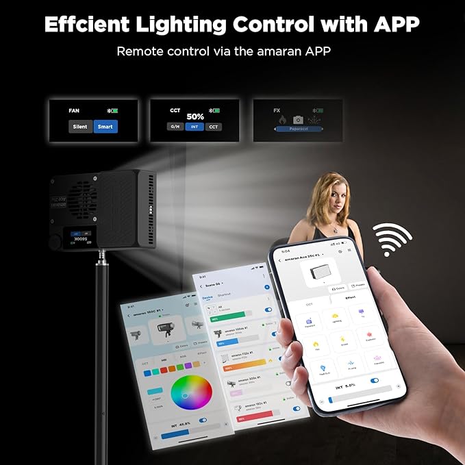 Amaran Ace 25c Kit, Pocket RGBWW LED Light, Boost Mode Up to 32W, Full-Color Mini Video Light (2,300-10,000K), 1,171 Lux@1m at 5,600K, 4500mAh Battery with PD Charging for Mobile Creators (Charcoal)