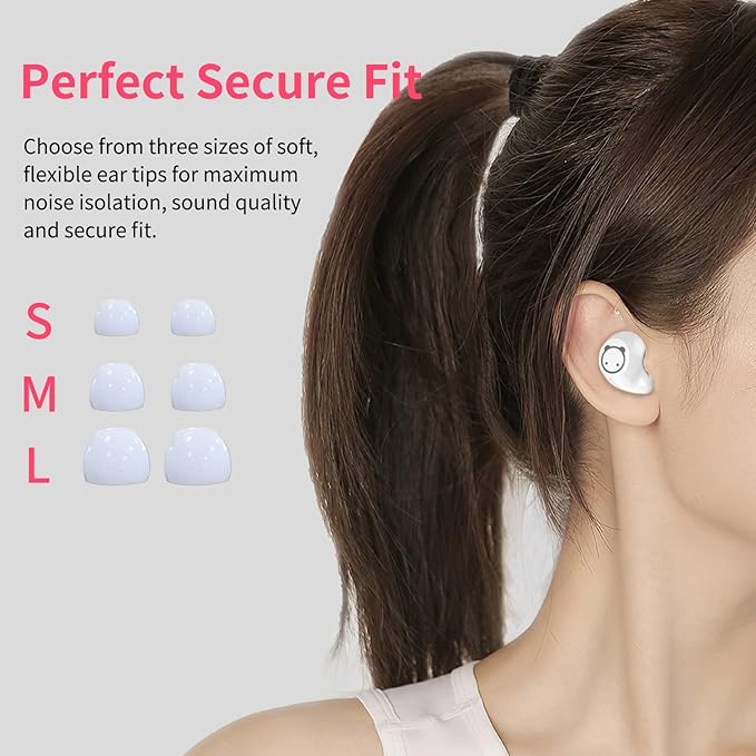 Bluetooth Wireless Earbuds for Kids Small Ears, TWS Bluetooth Headphones, HiFi Stereo Wireless Earphones Sweat-Proof Touch Control Headset with Cartoon Charging Case - Piggy Cat