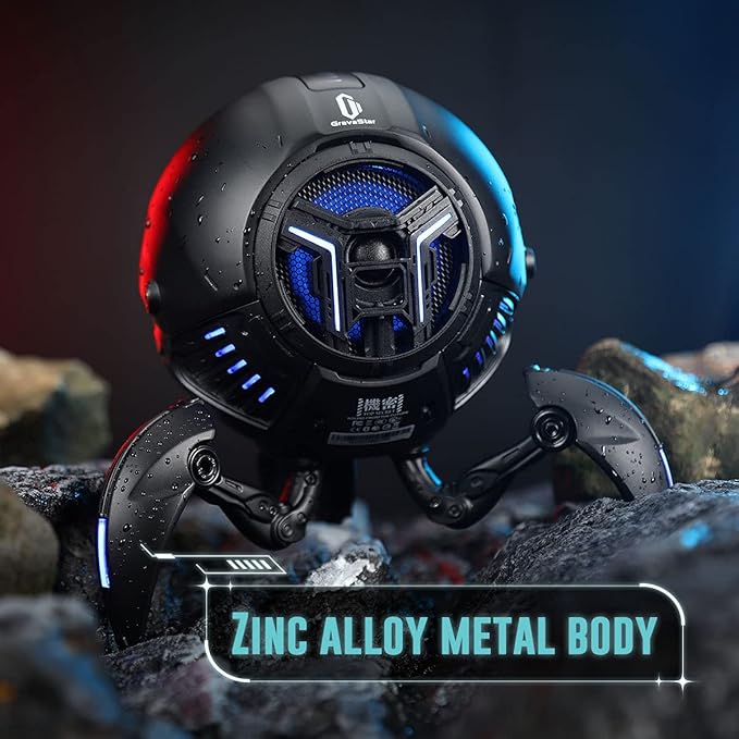 GravaStar Mars Pro Bluetooth Speaker, Deep Bass Loud Stereo Sound, 15H Playtime, 6 RGB Lights, Dual Pairing, Portable for Home, Outdoors, Party, Camping, Home, Gifts