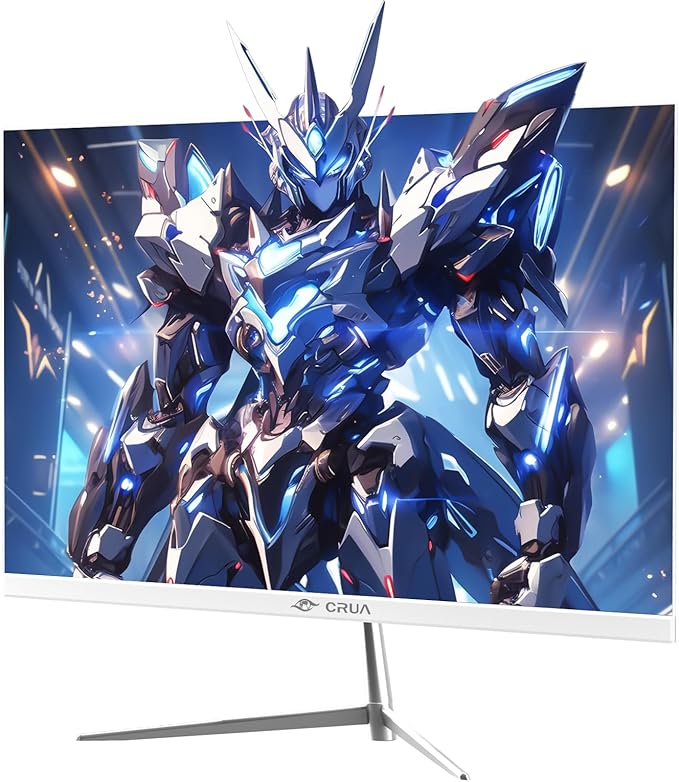 CRUA 24.5" White Gaming Monitor, 200Hz FHD(1920 * 1080P) VA Screen Computer Monitor, Supports Freesync, 120% sRGB, Blue Light Filter, Built-in Speakers, Wall Mountable Installs(HDMI 1.4/DP 1.2)