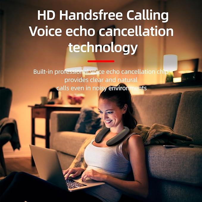 Portable Wireless Neckband Home TV Speakers, Theater Stereo Surround Sound with Microphone, Wireless Loudspeaker for Outdoor Sports with Bluetooth Receiver