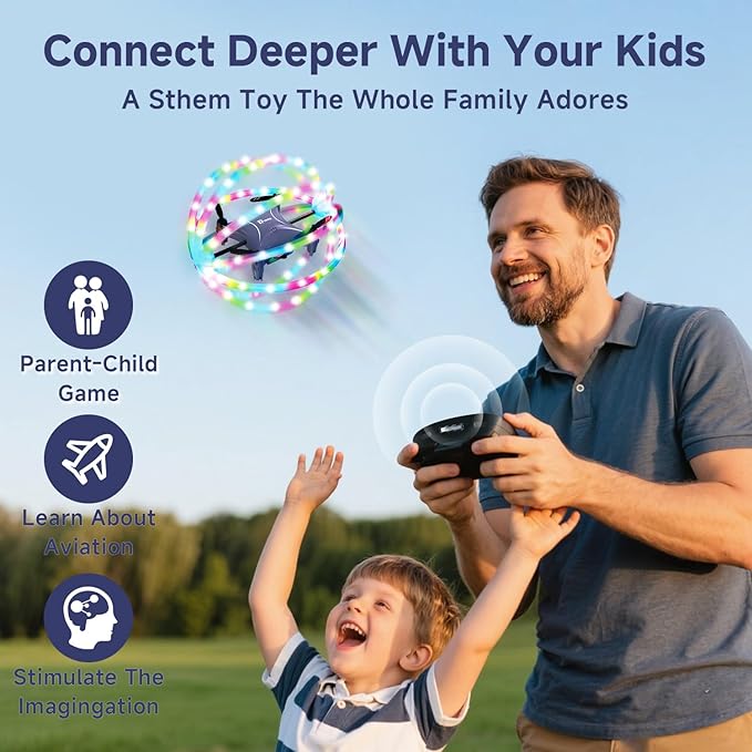 Mini Drone for Kids, Small Beginners Small RC Drone Quadcopter Drones, 2.4G Remote Control Toy with LED Lights, One Key Take Off/Landing, 360° Spinning, 90 Degree Circle Flight Gifts for Boy Girl