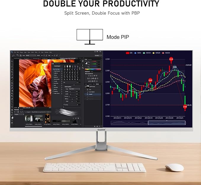 34 Inch IPS Ultrawide 120Hz Gaming Computer Monitor, 21:9 UWFHD (2560x1080) PC Screen, 128% sRGB, Adaptive Sync, 178° Viewing Angle, Display Port, HDMI, Compatible with Wall mounting - White