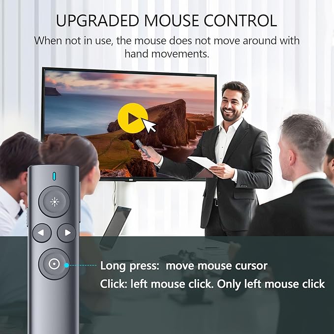 Norwii Presentation Clicker with Digital Pointer for TV LED LCD Screen, Presentation Remote, Slide Clicker, Wireless Presenter with Highlight, Magnify, Mouse Left Click - N95s Pro 32G(Red Light)