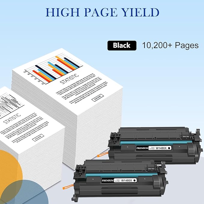 148X Toner Cartridge Black (with Chip) High Yield Compatible for HP 148X 148A W1480X W1480A for Laserjet Pro 4001n 4001dn 4001dw MFP 4101fdn 4101fdw Printers (2 Pack)