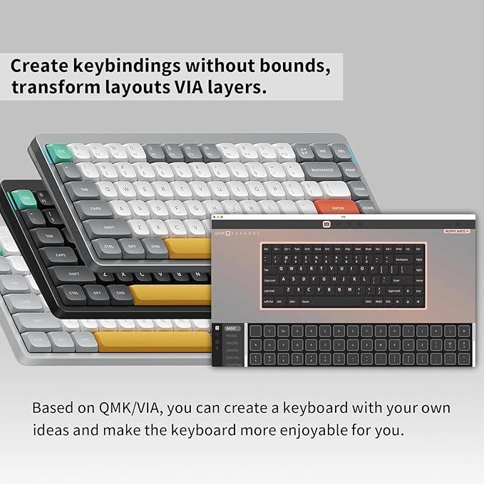 nuphy Air75 V2 Portable 75% Mechanical Keyboard,Wireless Keyboard,Supports Bluetooth/2.4G/USB-C RGB Bluetooth Gaming Keyboards,Compatible with Windows/Mac OS/Linux Systems-Gateron Aloe Switch