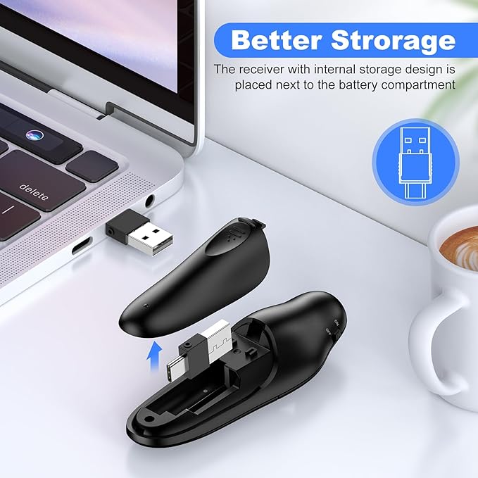 USB Type C Presentation Clicker Wireless Presenter Remote Clicker for PowerPoint Presentations with Red Pointer, PowerPoint Clicker Slide Advancer for Mac/Laptop/Computer/Class/Office