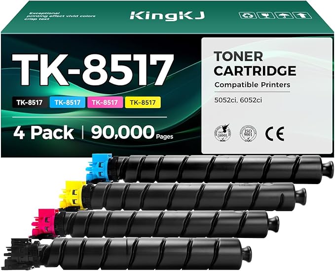 TK-8517 TK8517 Toner Cartridge 4Pack High Capacity Replacement for TK-8517K TK-8517C TK-8517M TK-8517Y Compatible with Kyocera TASKalfa 5052ci 6052ci Laser Printer Copy Ink (Black Cyan Magenta Yellow)