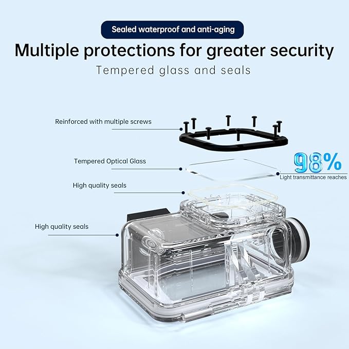 Suptig Waterproof Case Compatible for DJI Action 5/4/3, Waterproof Up to 164ft(50 Meters)