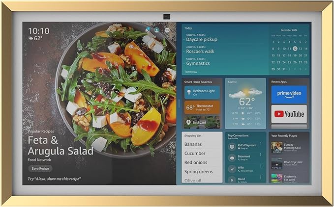 Aluminum Alloy Decorative Frame case for Echo Show 21 (Golden)