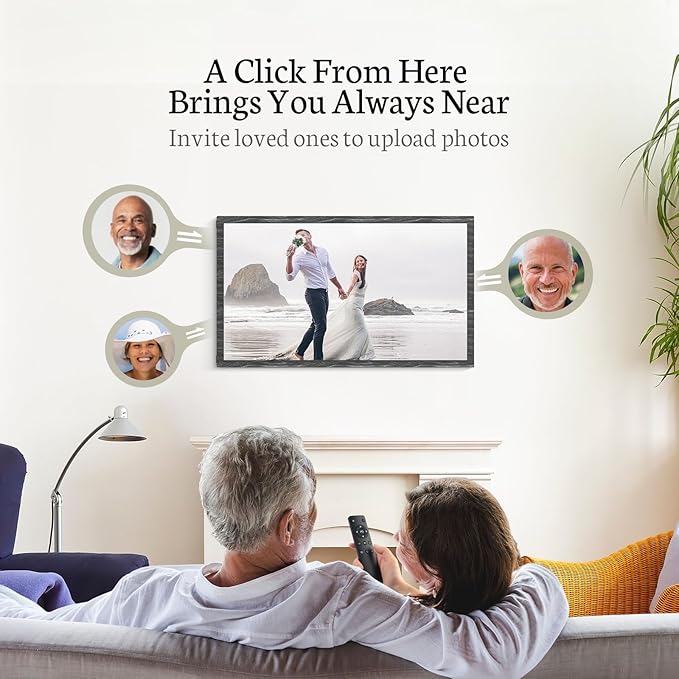 BSIMB Large Digital Picture Frame 21.5 Inch, 1920x1080 FHD WiFi Digital Photo Frame Electronic 32GB Remote Control, Share Pictures/Videos via App/USB/SD Easy Setup Gifts for Mom(Non-Touch), Black Wood