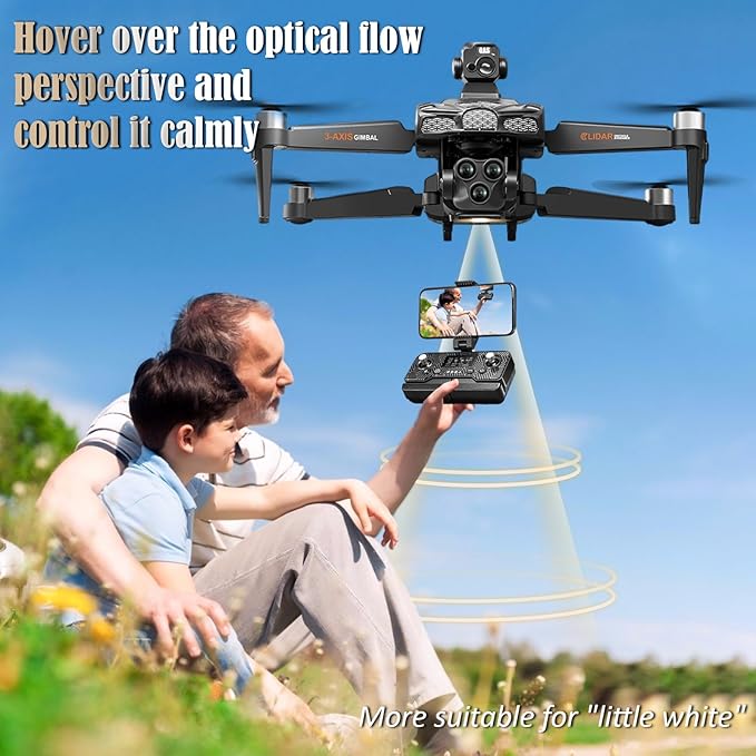 5G Brushless Drone with Camera for Adults 4K, 8K GPS FPV Drone with 3-Axis Gimbal & 360° Obstacle Avoidance - Foldable RC Drones for Adults, 5KM Transmission, 60min Flight, Auto Return, 50X Zoom (black)