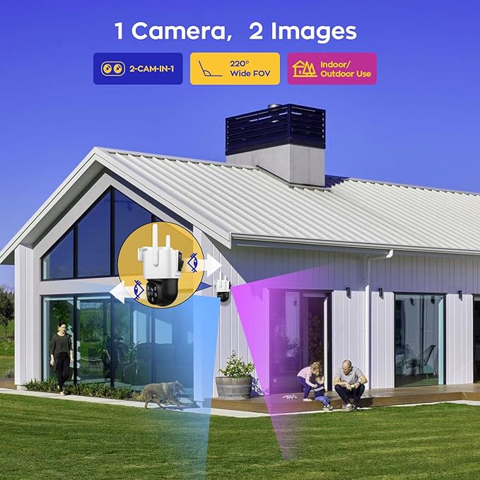 [2-in-1 CAM] XMARTO 16CH Security Camera System Outdoor Wireless, 8pcs 2-in-1 Cameras, 16CH 4K Long Range WiFi 6 Surveillance DVR NVR Kit, Pan Tilt Zoom 4MP QHD Home CCTV Camera Set w. 1TB Hard Disk