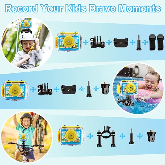 GKTZ Kids Camera - Waterproof Underwater Camera for Kids, Christmas Birthday Gifts for Boys Age 3-12, 1080P HD Children Digital Action Camera, Pool Toys for Kids Age 4-12