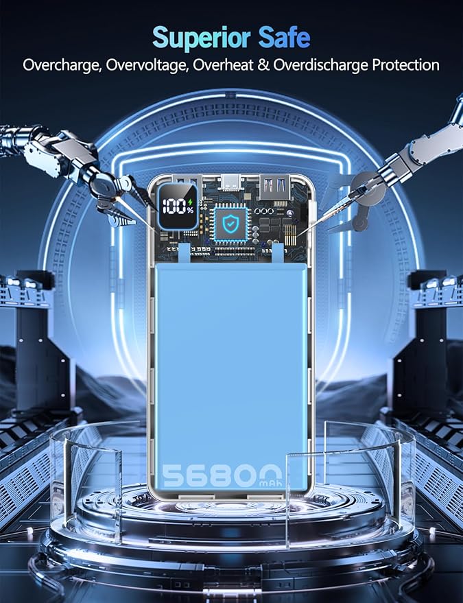 Portable Charger Power Bank, 56800mAh PD 22.5 W Fast Charging Battery Pack, Large Capacity Portable Power Bank for Camping Travel Essential Compatible with iPhone 17/16/15/14/13 Series, Samsung, iPad