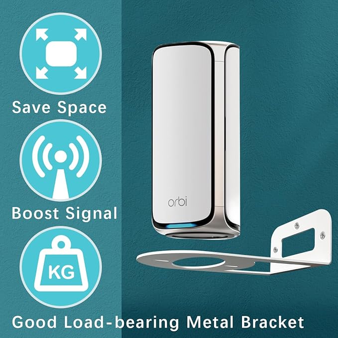 ALLICAVER WiFi 7 Wall Mount Kit, Wall Mount Bracket Sturdy Metal Made Compatible with All WiFi 7 Routers RBE970 RBE870 RBE770 Series and Nighthawk Dual-Band WiFi 7 Router (2 Pack)