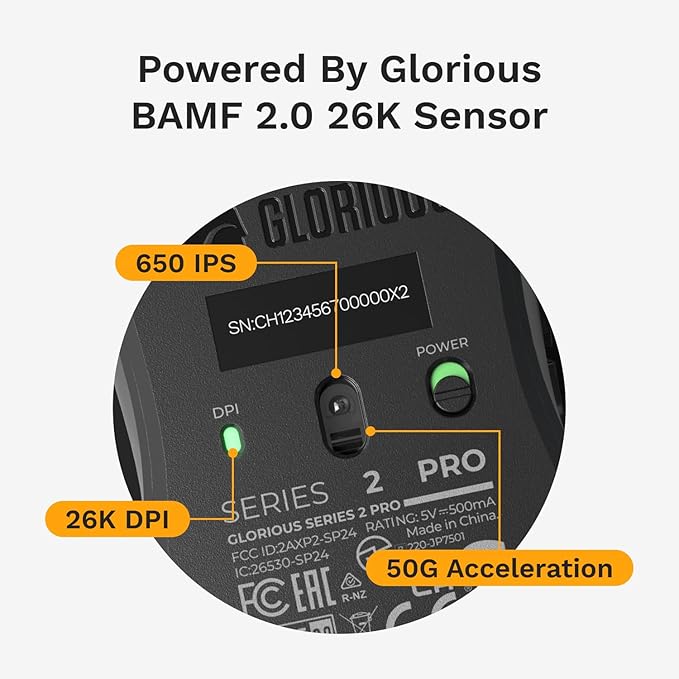 Glorious Gaming Series 2 PRO Wireless Gaming Mouse: Compact, 55g Super Light, 8K Wireless Polling, 26K Sensor, Optical Switches, Esports Mouse for PC Gaming, Fingertip, Clawgrip, & FPS Games, White