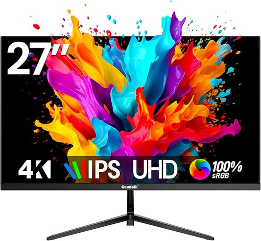 27 Inch 4K Monitor IPS 60Hz, UHD 3840 x 2160p PC Monitors, Computer Dispaly for Home & Office, Support HDMI & DP, Wall Mount Compatible