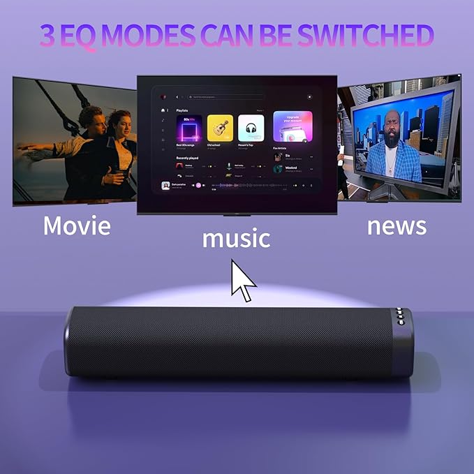 Sound Bar for Smart TV, Bluetooth Sound bar for TV with Optical/AUX/HD ARC, 50w Surround Sound Speakers, Surround Sound System for TV/PC/Gaming/Projectors, Wall Mountable PC Soundbar