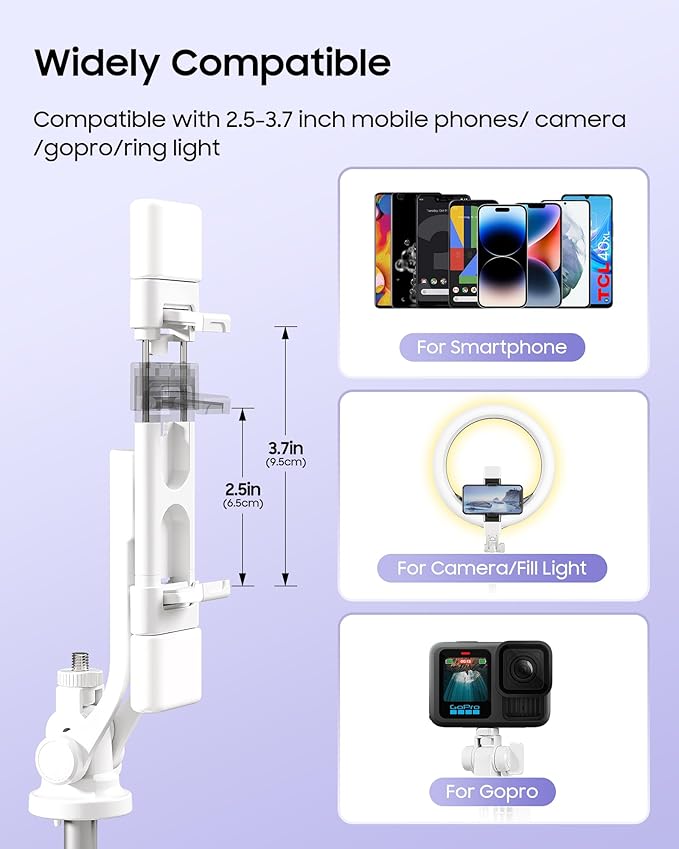 53'' Selfie Stick Tripod with Light, Enhanced 4-Leg Cell Phone Stand Camera Tripod with Rechargeable Wireless Remote & 2 Fill Light, Portable Selfie Stick Travel Essentials for iPhone Android