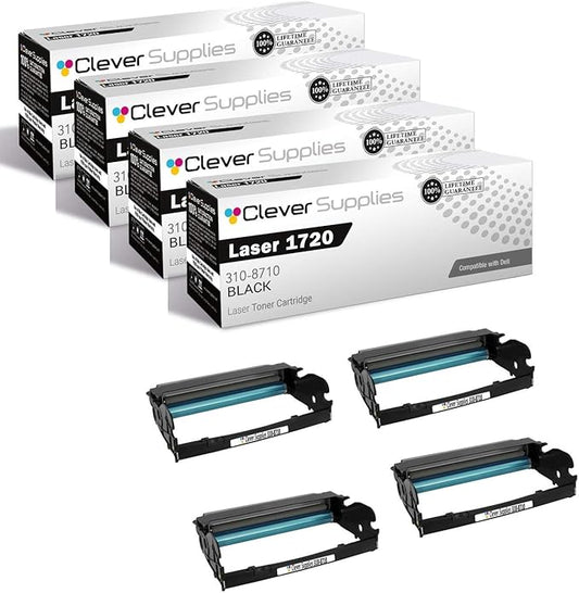 CS Replacement Drum Unit Compatible with Dell Laser 1720 310-8710 Black Laser 1720 1720dn Drum Unit 4 Pack