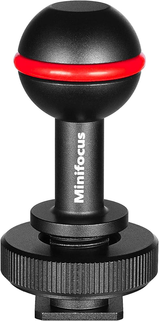 MINIFOCUS 1" Ball Head Cold Shoe Base Adapter, Universal Ball Joint Bracket with Cold Shoe Base Adapter for Diving Light Underwater Camera Waterproof Housings Case Video/Flash/Strobe Hot Shoes