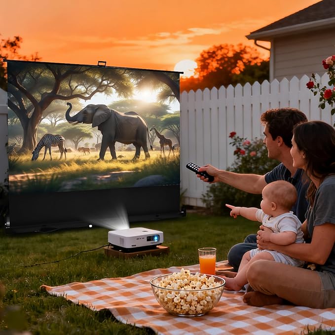 84 inch Portable Projector Screens Indoor Outdoor Projector Screen 4:3 4K HD Outdoor Movie Screen, Lightweight and Retractable for Home Cinema Backyard Movie Night, Meeting Presentation
