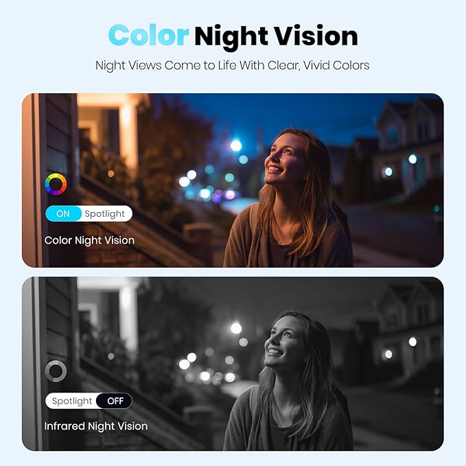 Techage Security Cameras Wireless Outdoor, 2K Battery Powered WiFi Cameras for Home Security with AI Motion Detection, Color Night Vision, 2-Way Talk, IP66 Waterproof, Cloud/SD Storage