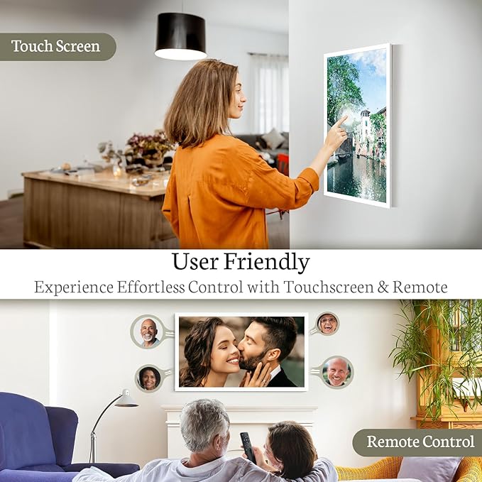 BSIMB Large Digital Picture Frame 21.5 Inch, 64GB Touchscreen 1920x1080 FHD WiFi Digital Photo Frame Electronic Remote Control, Share Pictures/Videos via App/USB/SD Easy Setup Gifts for Mom, White