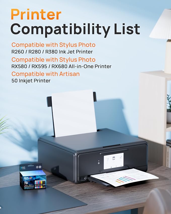 E-Z Ink Remanufactured Ink Cartridge Replacement for Epson 78 T078 Combo Pack to use with Artisan 50 Stylus Photo R260 R280 R380 RX580 RX595 RX680 Printer (7 Pack)