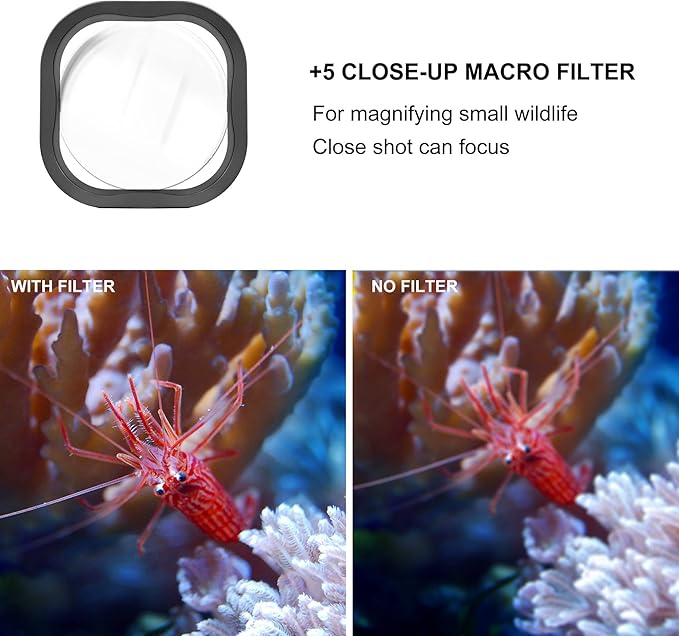 Waterproof Case for GoPro Hero 8 Black with 4-Pack Dive Filter, 60M Underwater Diving Housing Case with Red, Light Red, Magenta, Close-up Filters for GoPro Hero 8 Black Camera