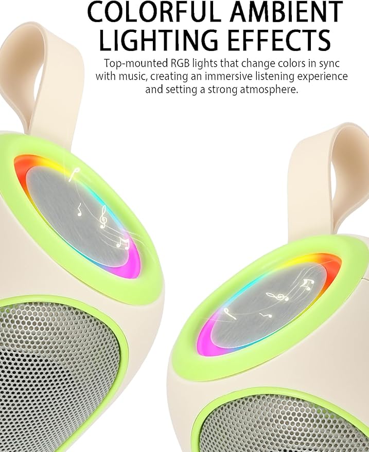 WS-338 Mini Bluetooth Replica Speaker – Portable HD Sound with LED Ring Light, Built-in Microphone, USB/TF Support, Surprise Gift for Music Lovers(Beige Green)