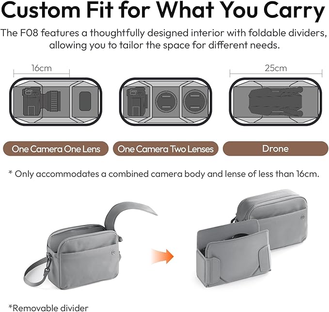 ULANZI F08 Camera Bag Lightweight, Professional Splash-proof Photography Camera Case Travel for Photographers Unisex Drone DSLR Mirrorless Camera Lens Tripod Holder 16'' Laptop-18L