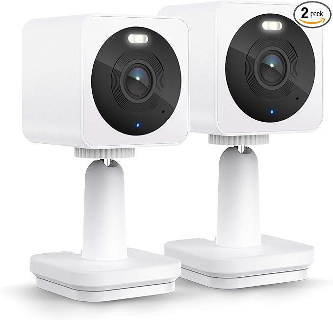 WYZE Cam OG Indoor/Outdoor 1080p Wi-Fi Smart Home Security Camera with Color Night Vision, Motion Detection, 2-Way Audio, Compatible with Alexa & Google, White (2-Pack), Free Expert Setup